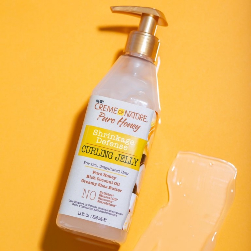 THREE Creme of Nature Pure Honey Shrinkage Defense Curling Jelly 12 oz each.